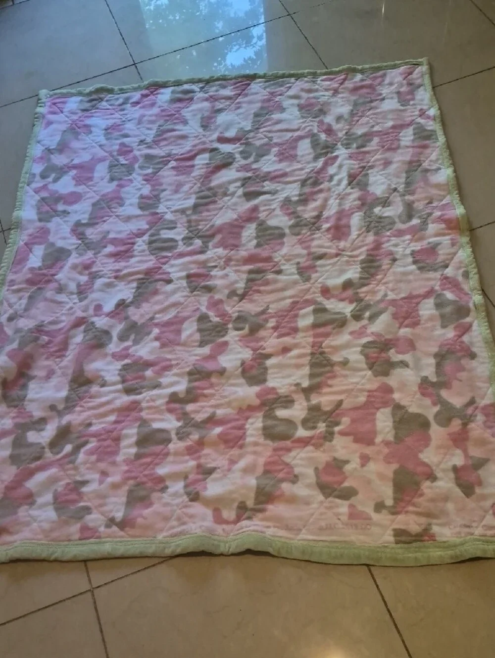 Patchwork Quilt in Purple, Green, and Cream - Cozy Floral Block Design